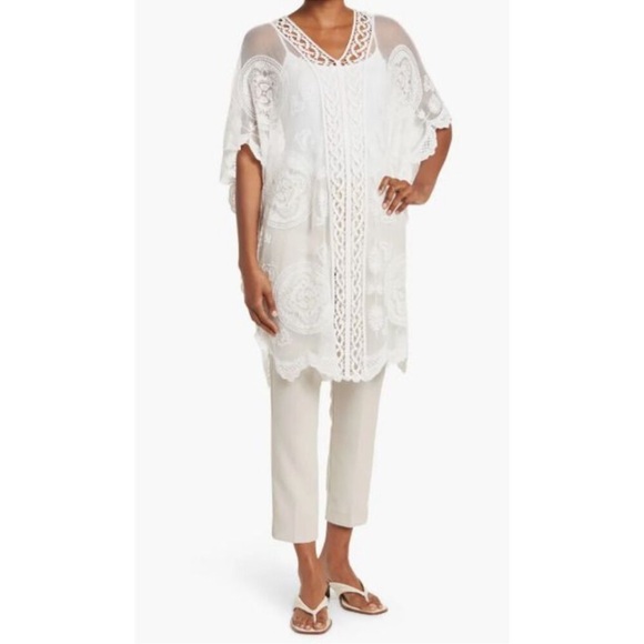 NWOT Vince Camuto Sheer Lace Pullover White Kimono Cover Up One Size - Picture 1 of 14
